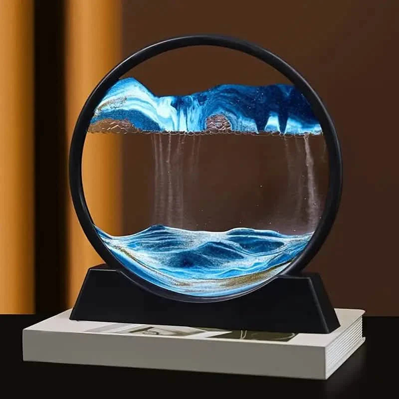 3D深海動く砂アート、リラックスできるキネティックサンドスケープアート卓上装飾