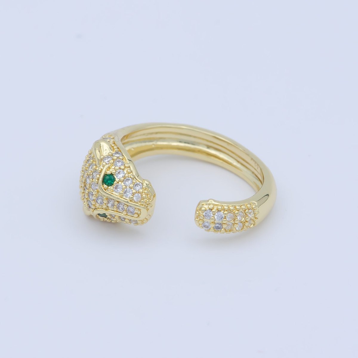 3D Gorgeous Jaguar Panther Leopard Dazzle Cubic Zircon Adjustable Gold Filled Ring Gift for Her Birthday Gift O-481