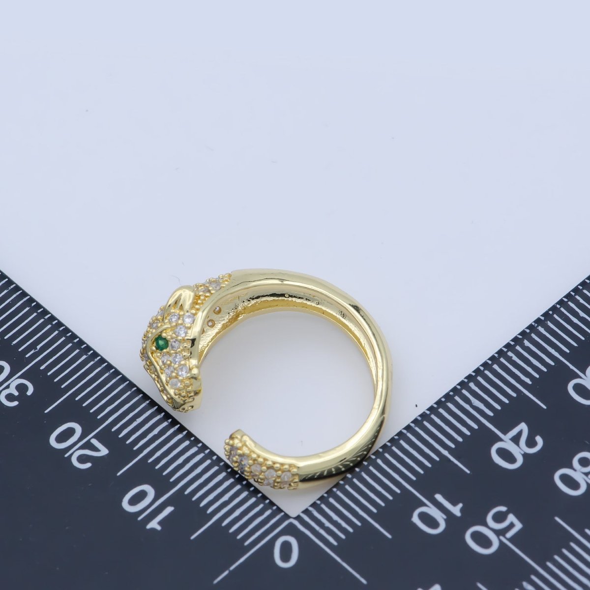 3D Gorgeous Jaguar Panther Leopard Dazzle Cubic Zircon Adjustable Gold Filled Ring Gift for Her Birthday Gift O-481