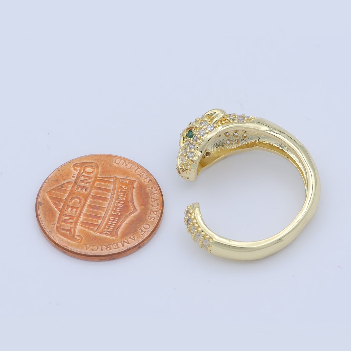 3D Gorgeous Jaguar Panther Leopard Dazzle Cubic Zircon Adjustable Gold Filled Ring Gift for Her Birthday Gift O-481
