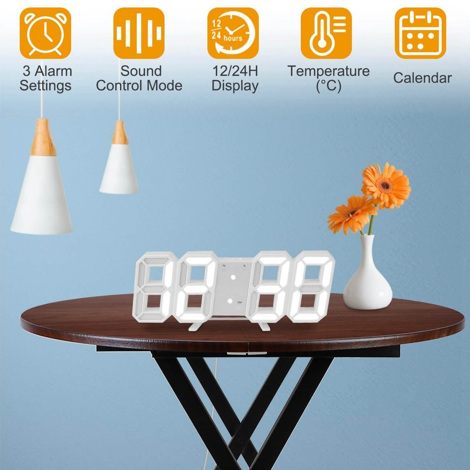 3D LED Digital Wall Clock