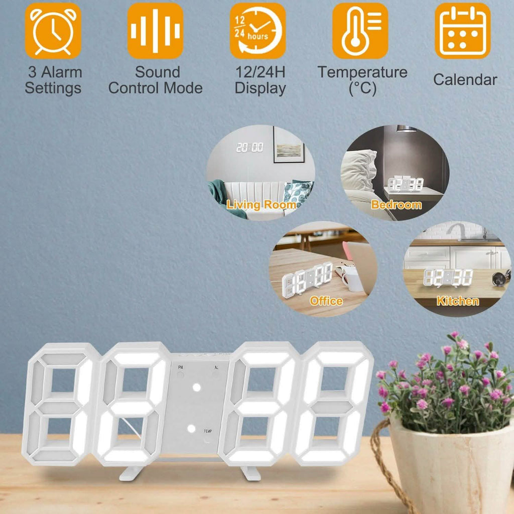 3D LED Digital Wall Clock