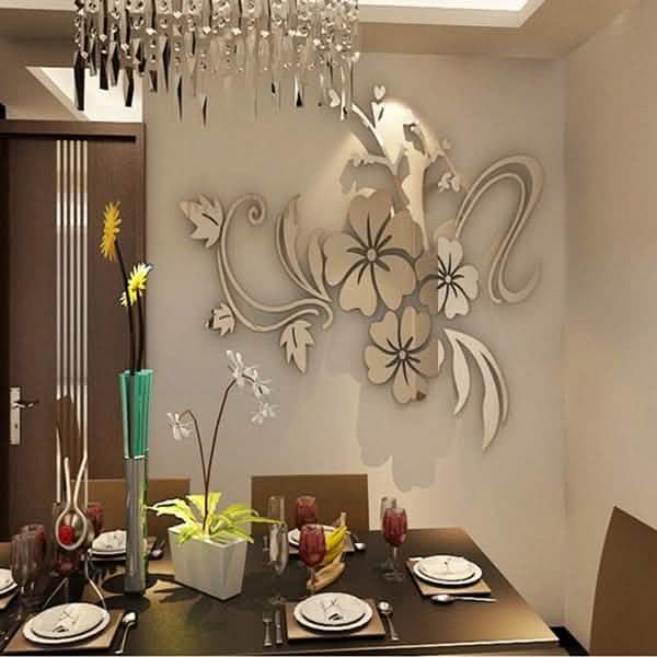 3D Mirror Flower Removable Wall Sticker
