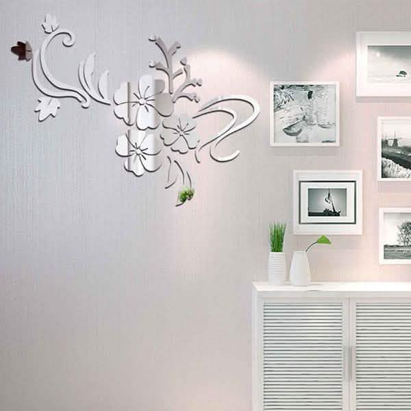 3D Mirror Flower Removable Wall Sticker