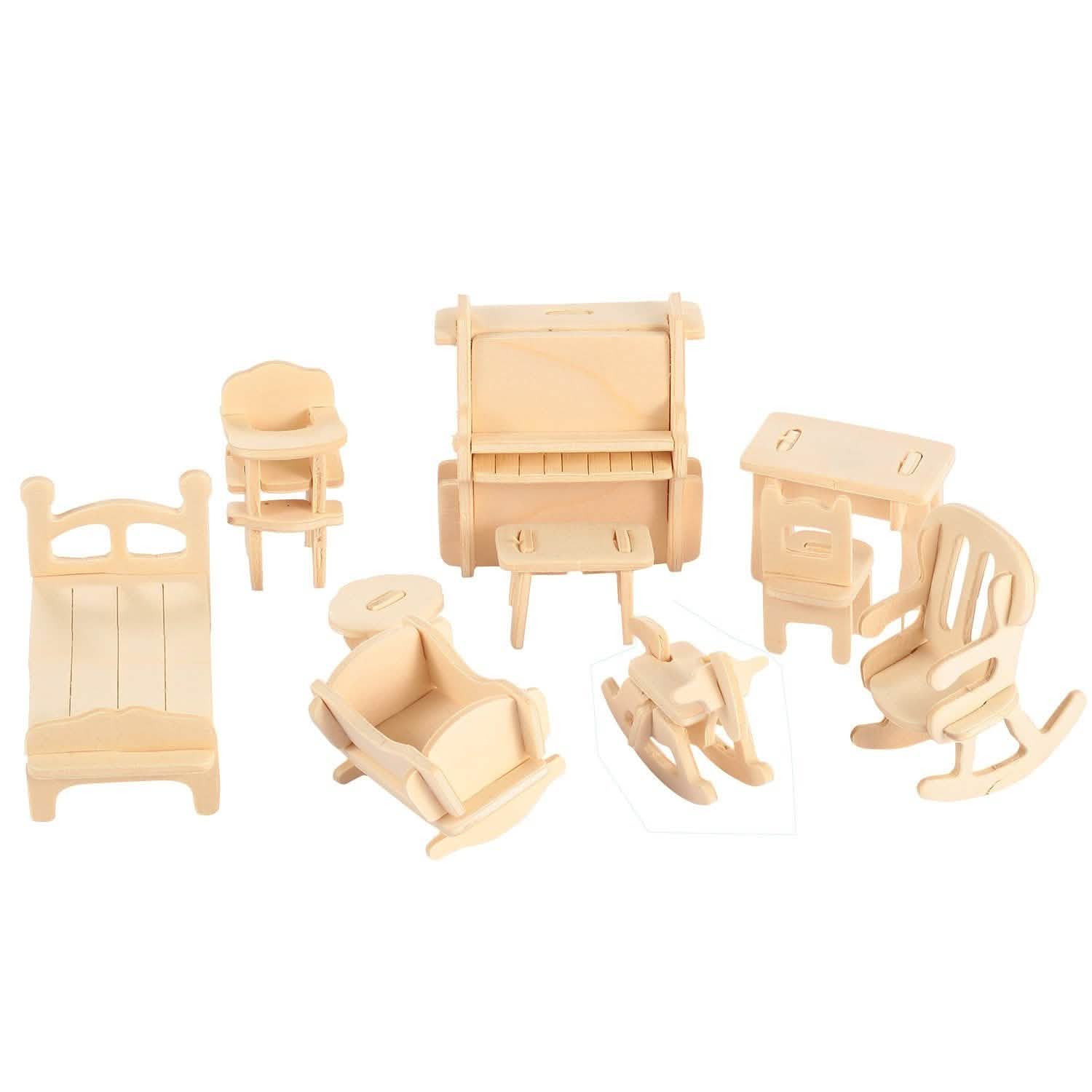 3D木製ドールハウス家具パズル