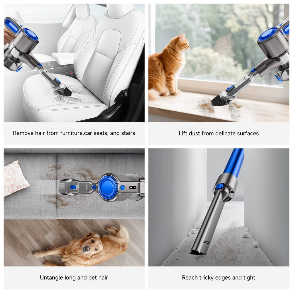 Aspirateur-balai sans fil avec lumière LED et batterie amovible