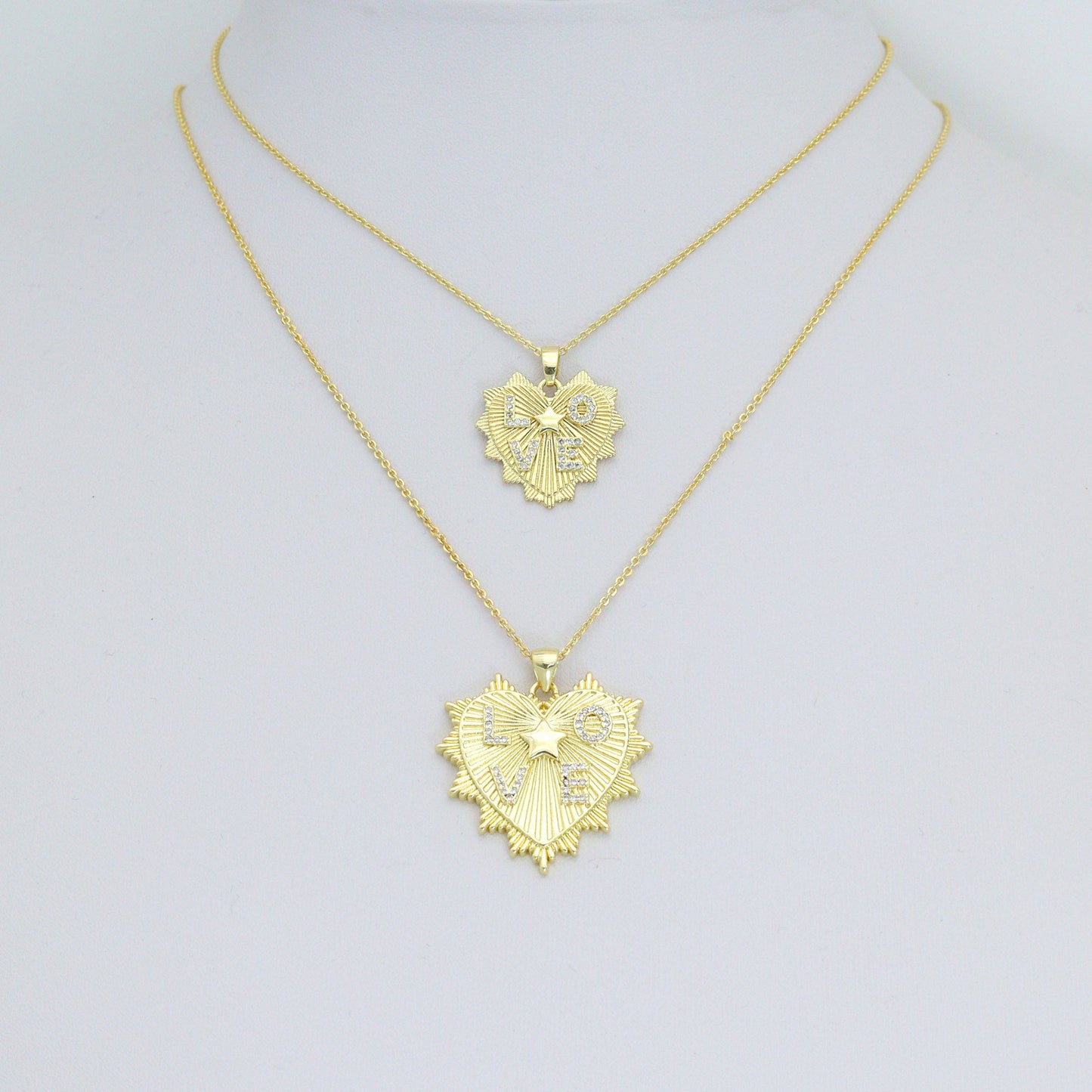 CZ Love Star Heart Charm Pendant, Sku#LX792
