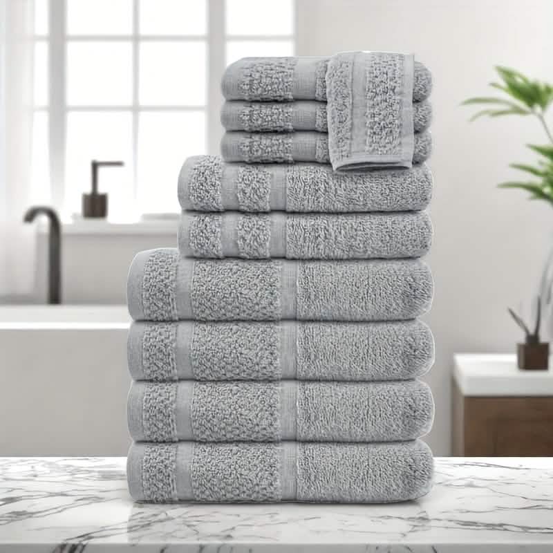 Ensemble de serviettes de bain en coton gris (10 à 32 pièces)