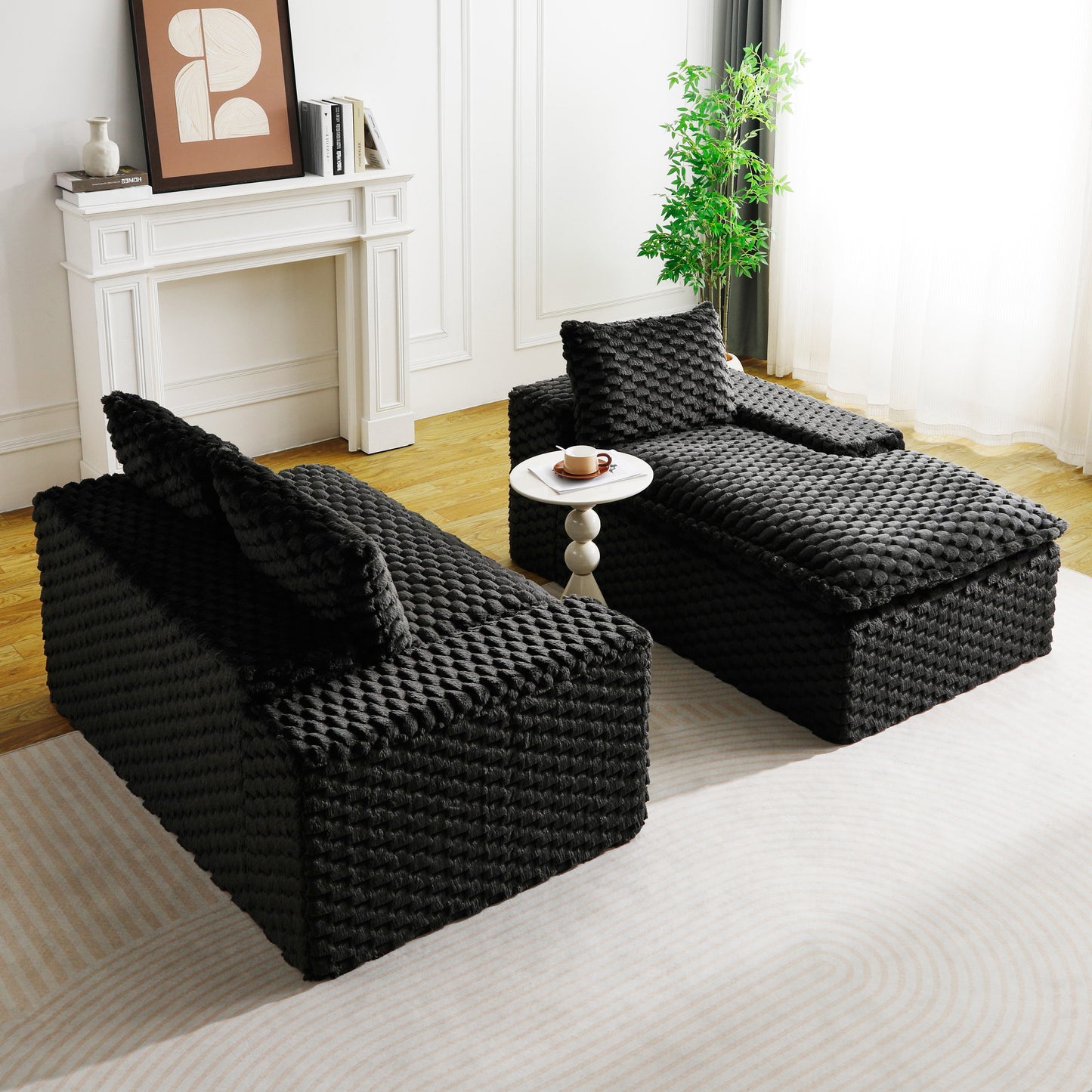 Black Turtle Velvet Versatile Convertible Sofa