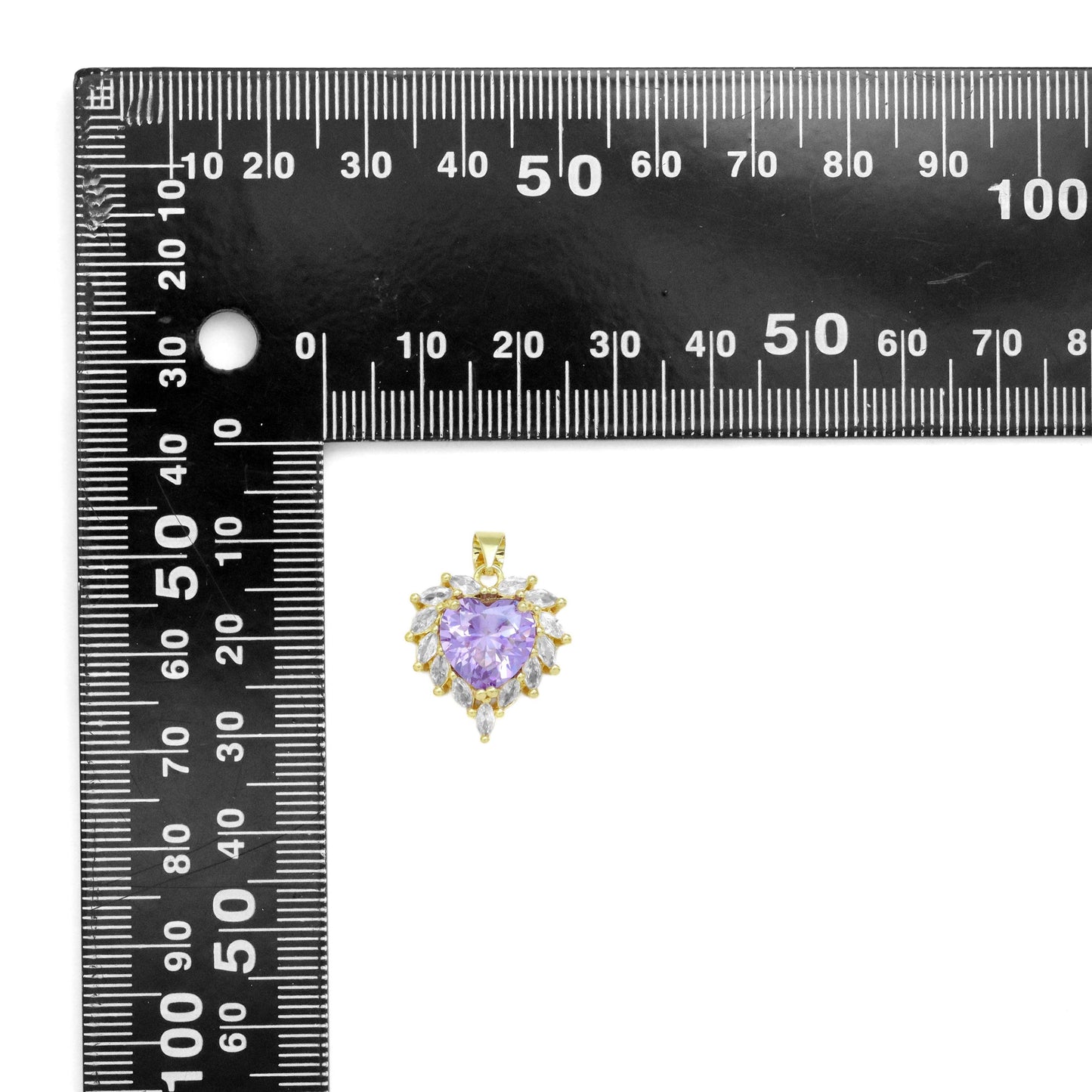 Pink Purple Clear CZ Heart Pendant, Sku#LK929