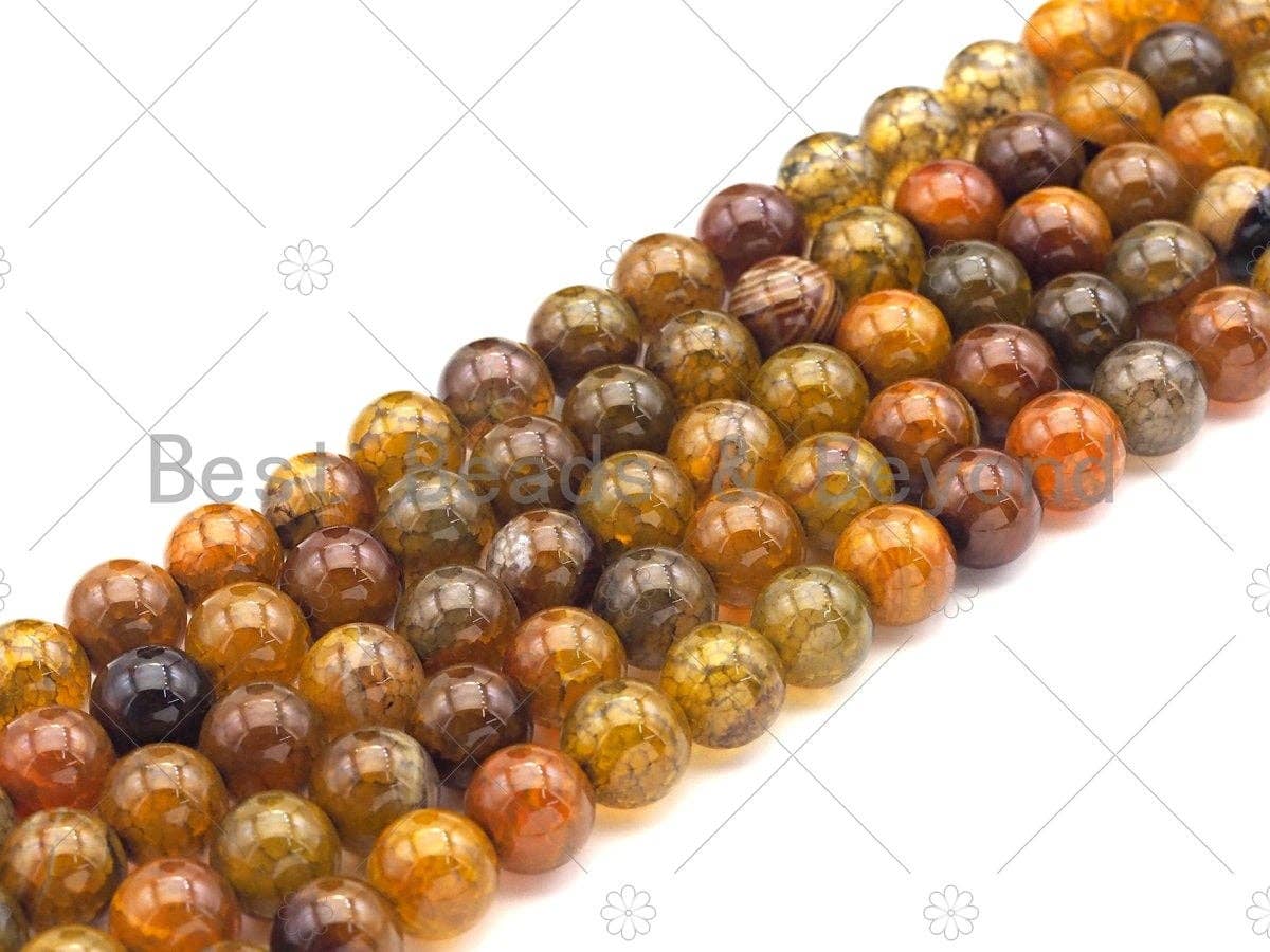 High Quality Amber Fire Agate Beads, Dragon Vein Agate, Sku#UA189c