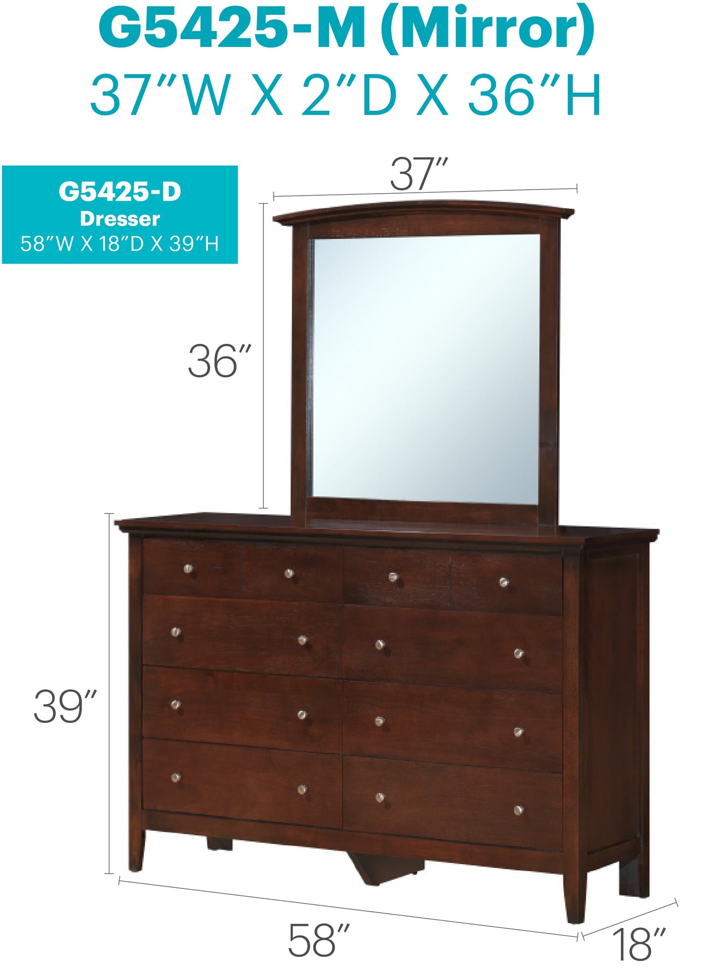 Hammond G5425-D Dresser in Cappuccino
