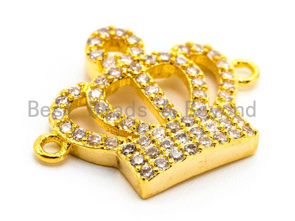 15x19mm CZ Micro Pave Crown Connector, Cubic Zirconia Space Connector, CZ Crown Beads, Micro pave crown findings, 15x19mm,sku#E353