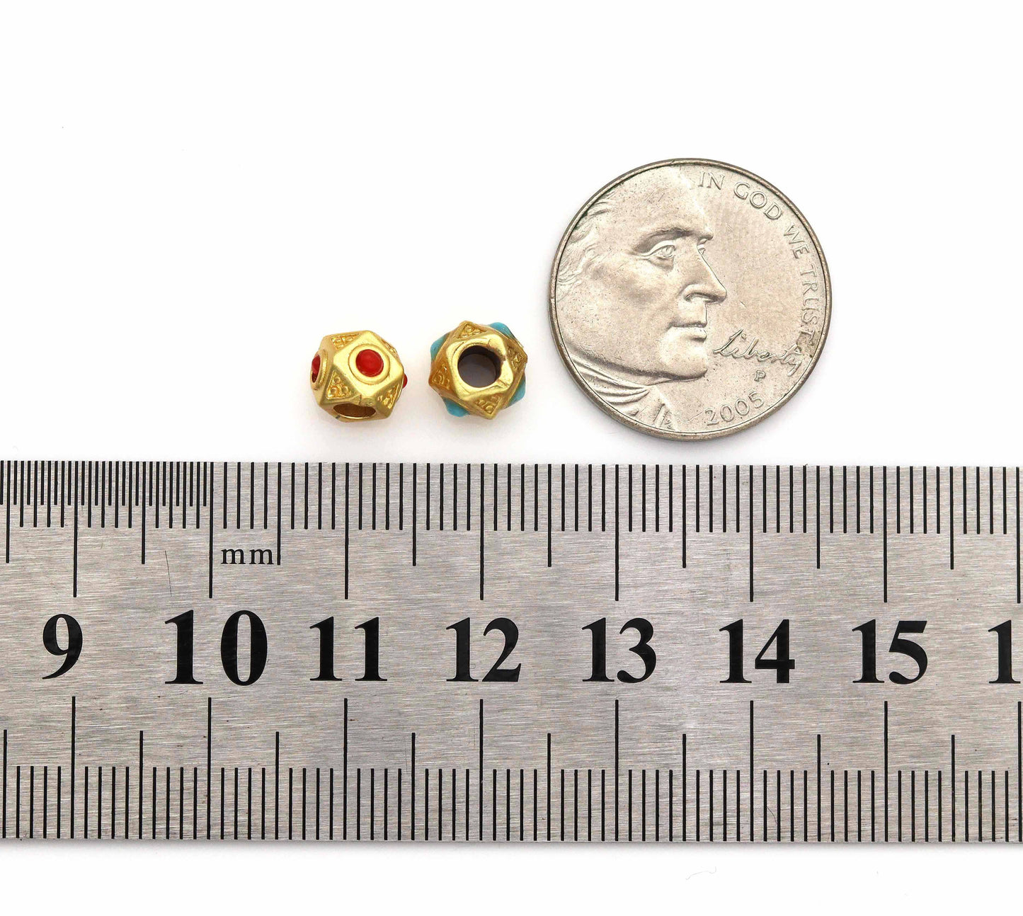 Gold Enamel Polygon Beads, Sku#LX64c