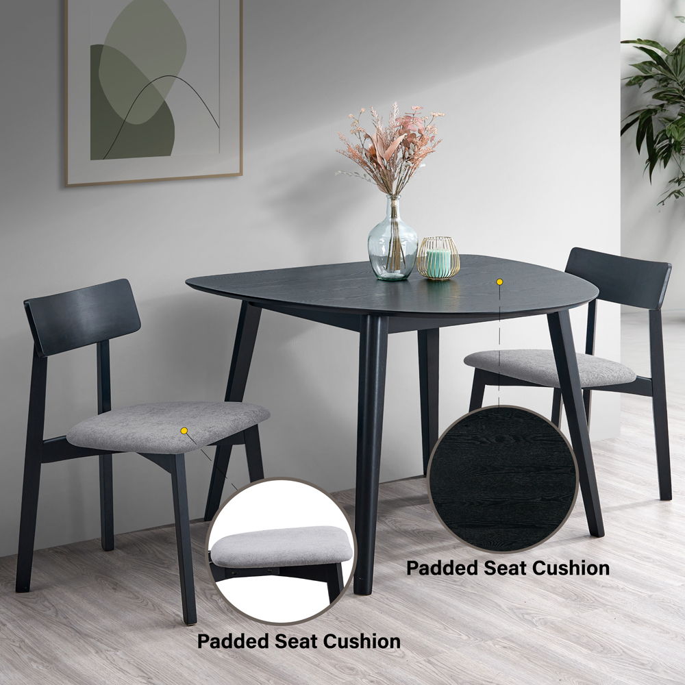 Real - Side Chair (Set of 2) - Gray Linen & Black