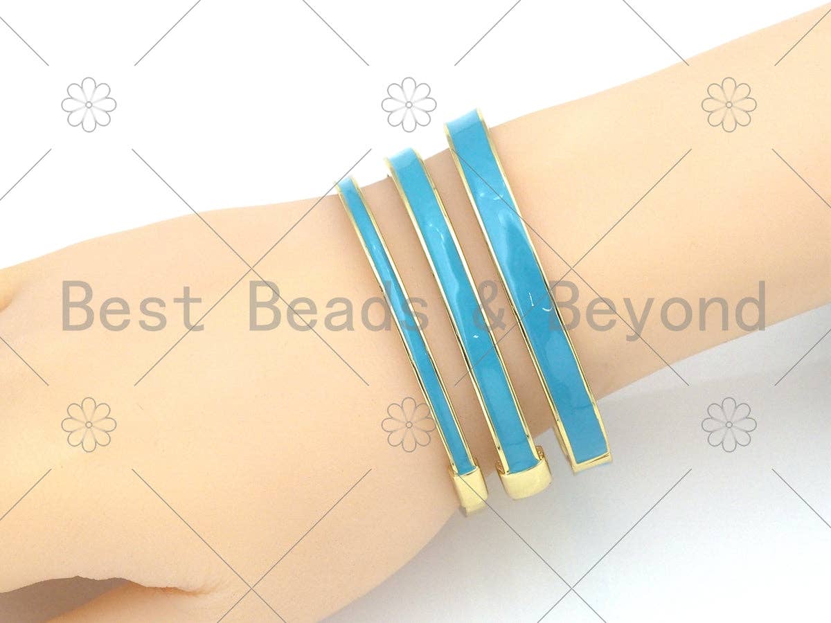Thick Colorful Enamel Bracelet, Fully Around Enamel Bracelet, stacking bracelet, Stackable Bracelet, 7x66mm,Sku#X268C