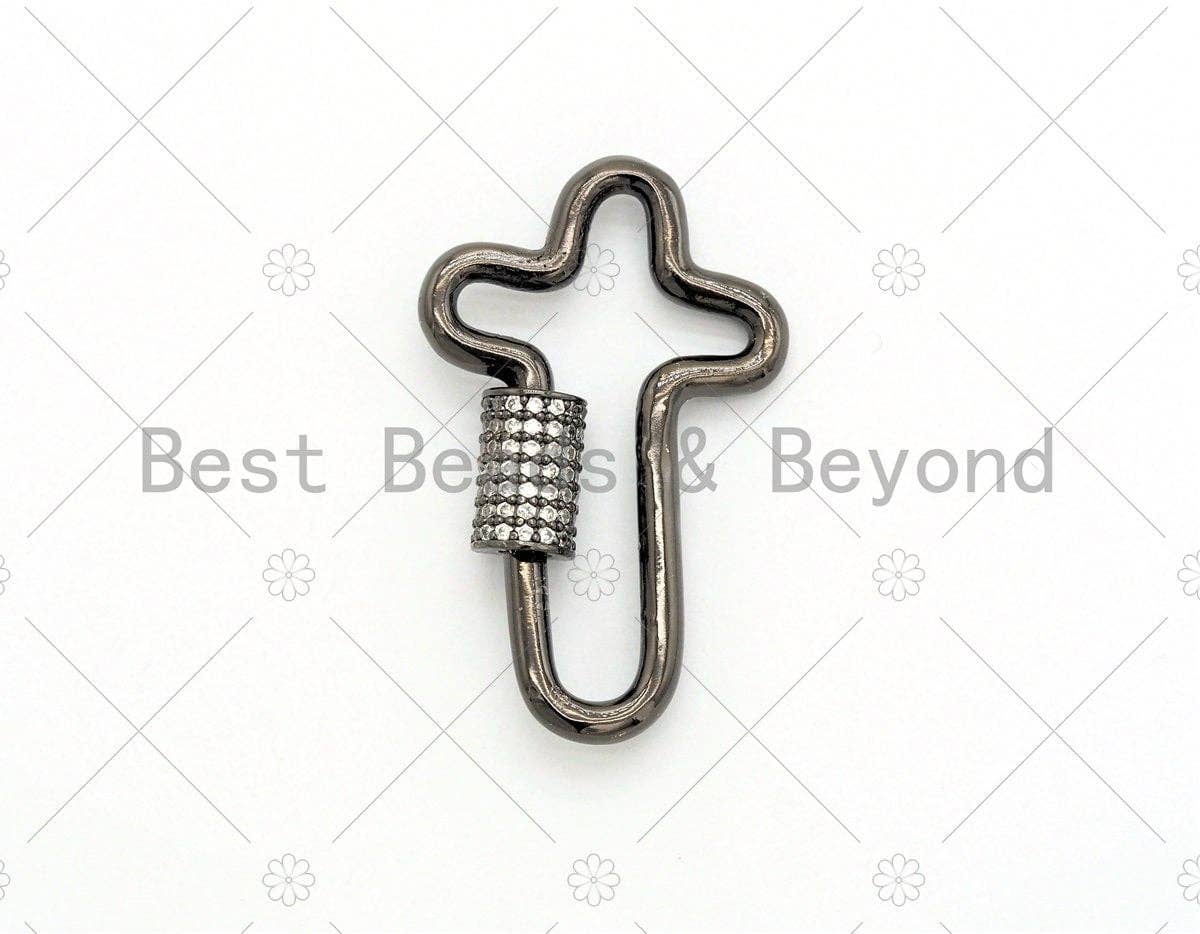 CZ Micro pave Cross Clasp, Gold/Rose gold/Black/Silver, Carabiner Claps, 20x32mm, Fashion Jewelry, sku#H132