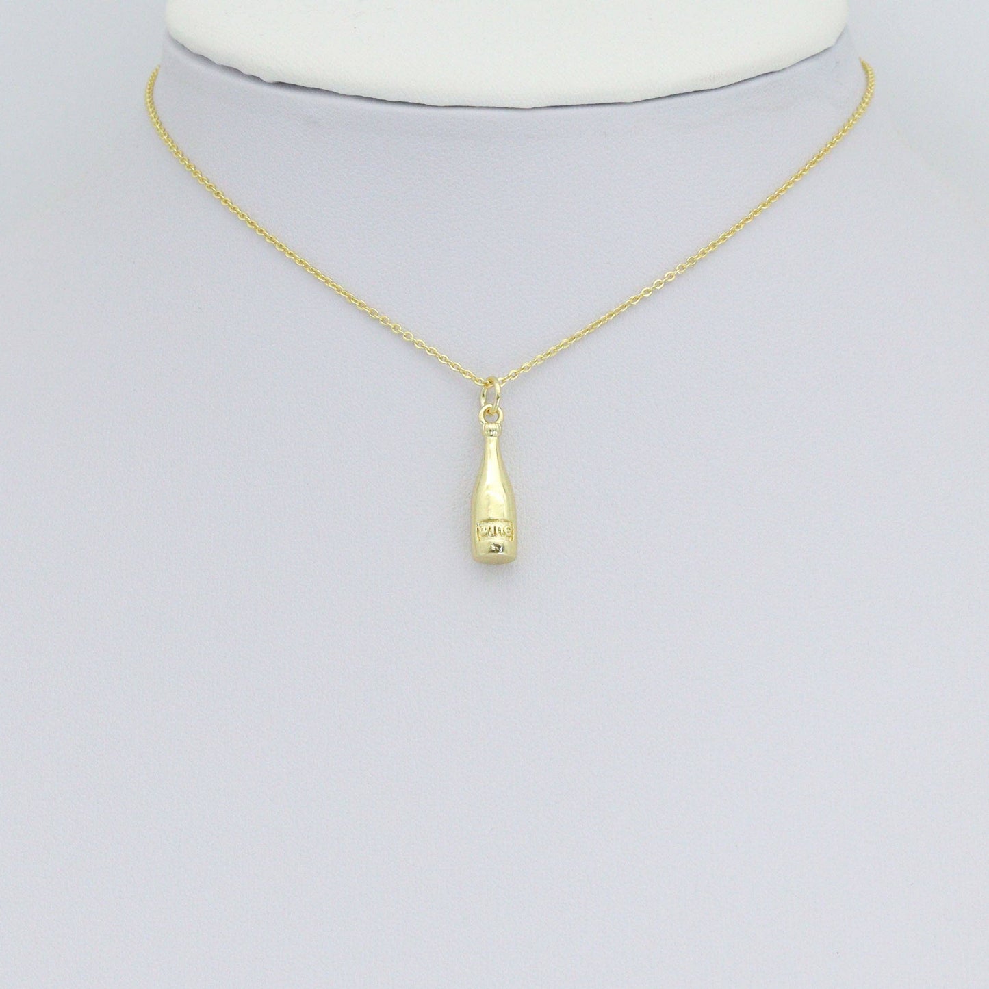 Gold Wine Bottle Charm Pendant, Sku#LK1178