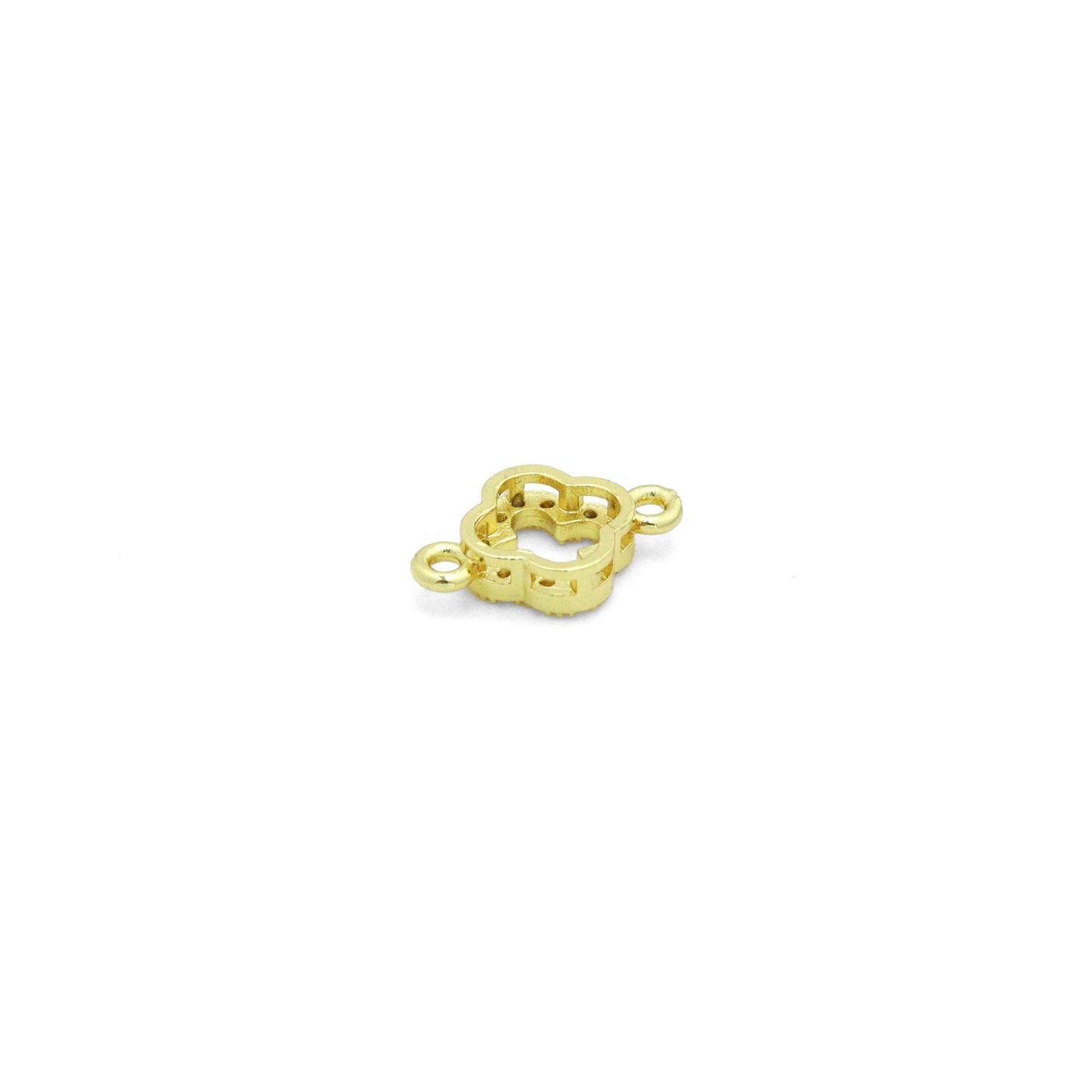 Clear CZ Gold Clover Flower Connecter ,Sku#LD738