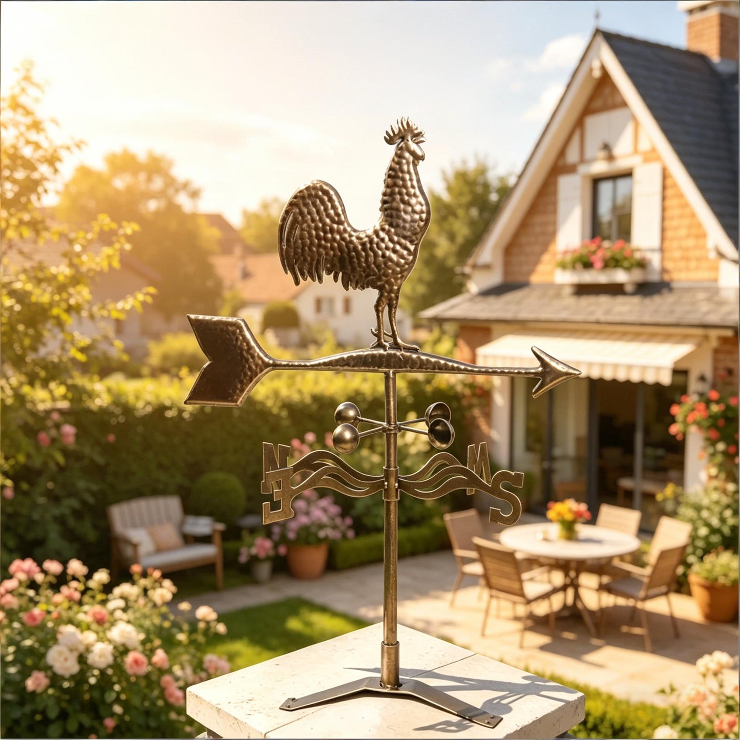 Classic Roof Mount Wind Direction Indicator - Rooster Weather Vane