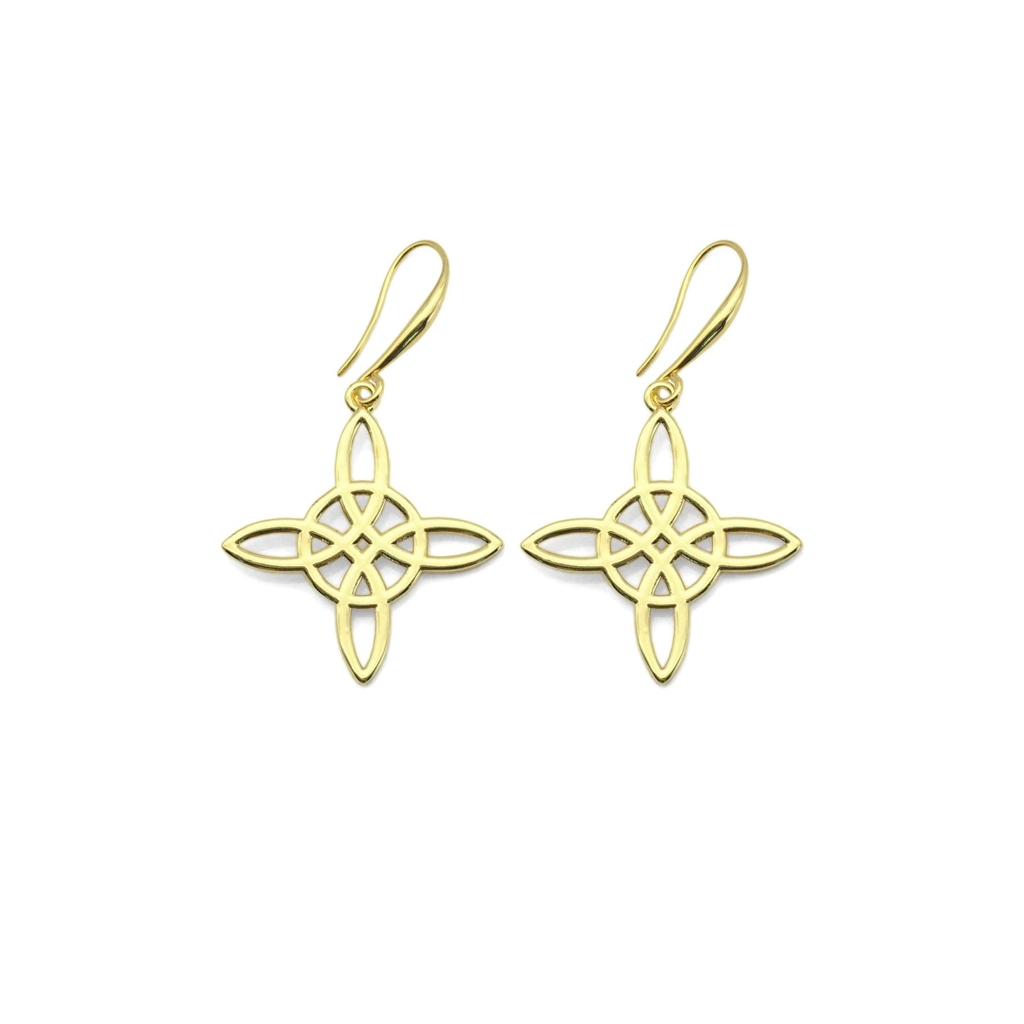 Gold Chinese Knot Filigree Dangle Earrings, Sku#EF345