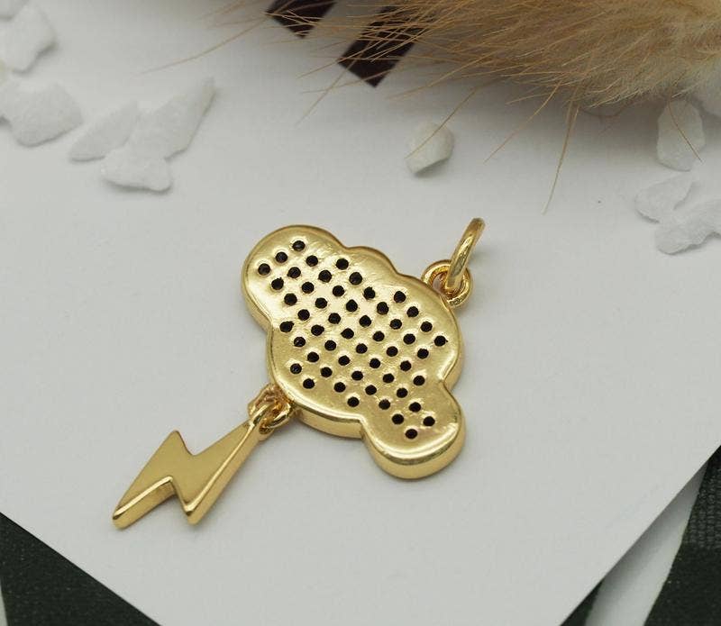 CZ Cloud Lighting Charm, Sku#Z1437