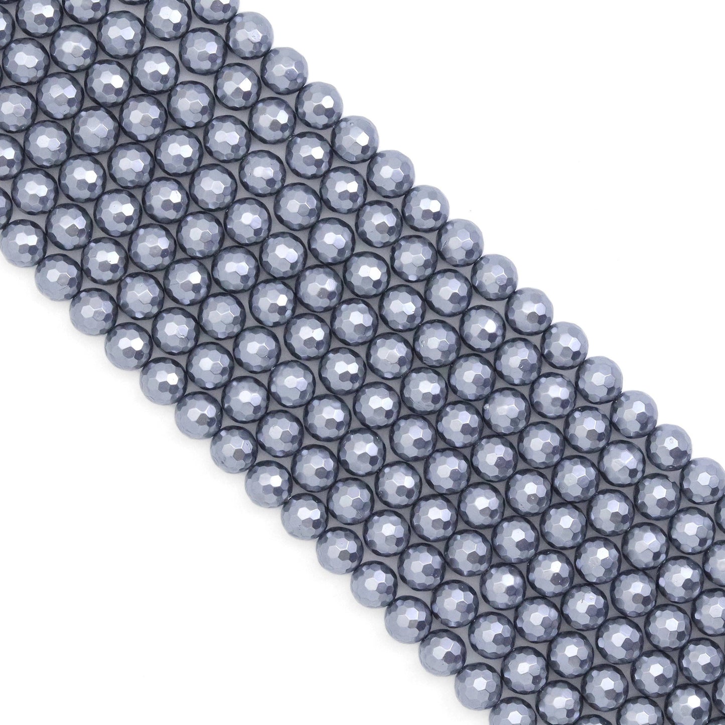 Dark Gray MOP Round Faceted Beads, Sku#T174