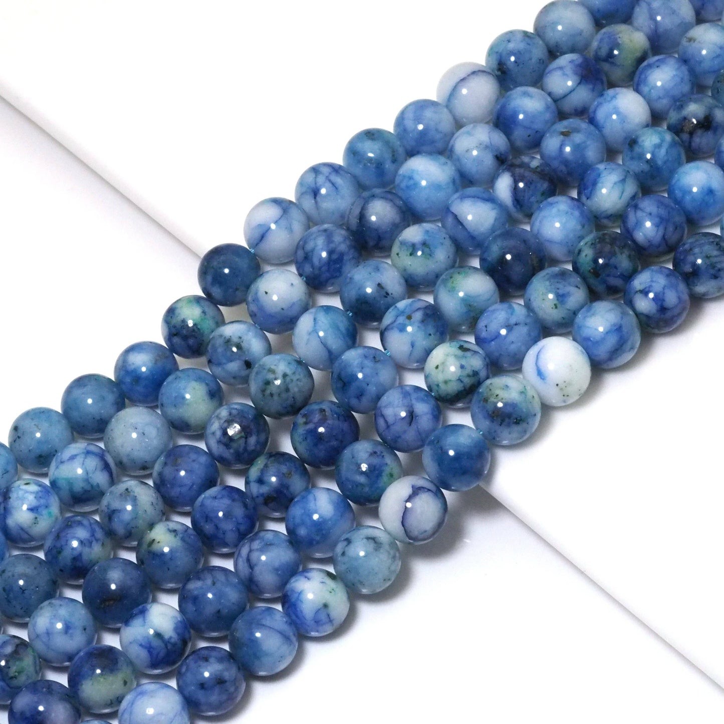 Genuine Blue Chrysocolla Round Smooth Beads, 6mm/8mm/10mm, Sku#U1580