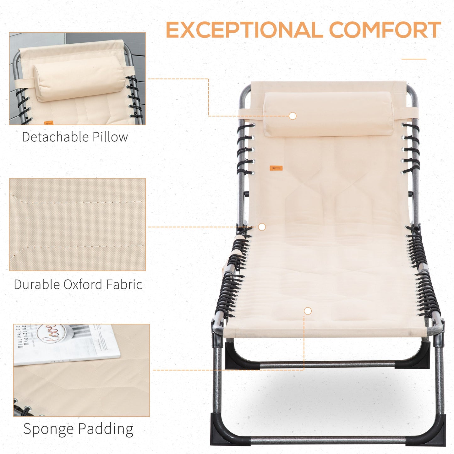 Outsunny Padded Folding Chaise Lounge Chair