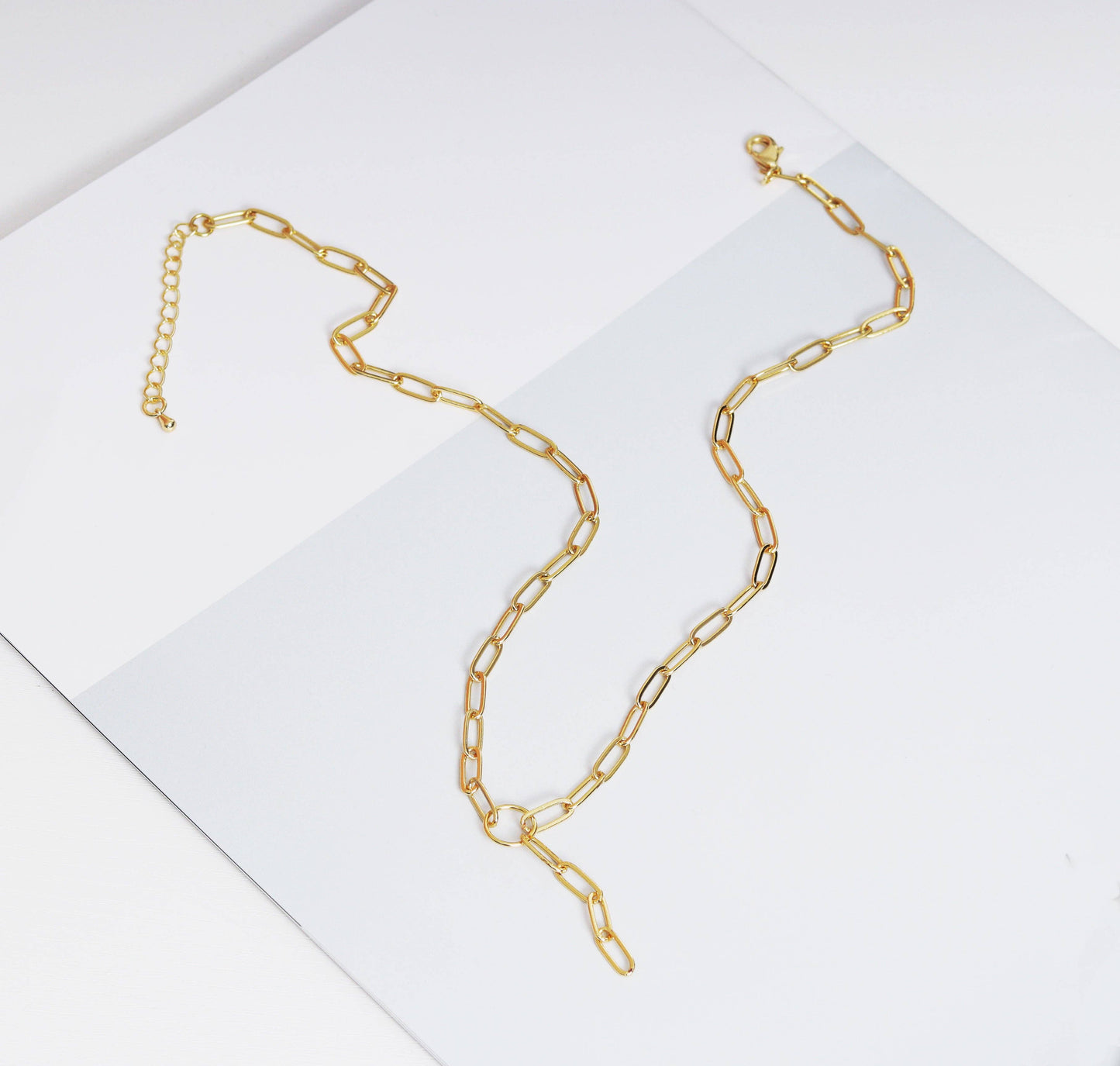 Paperclip chain drop charm necklace, sku#CL14-1