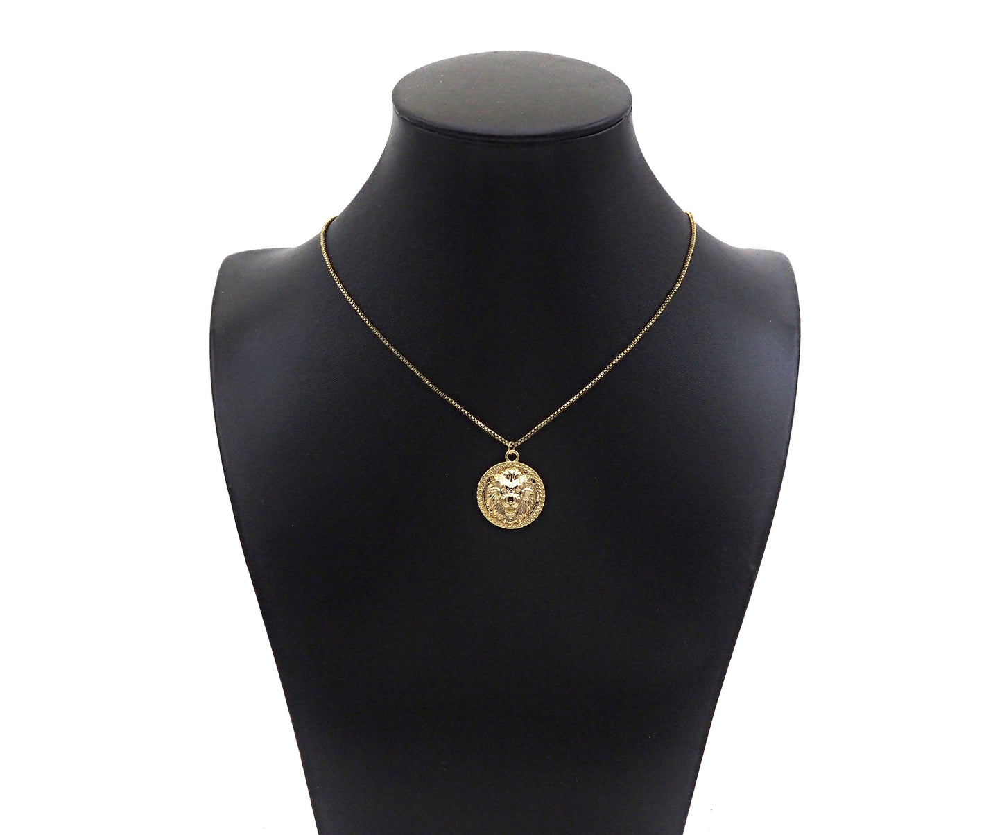 Gold silver Lion Head Medallion Charm, Sku#ZX16c