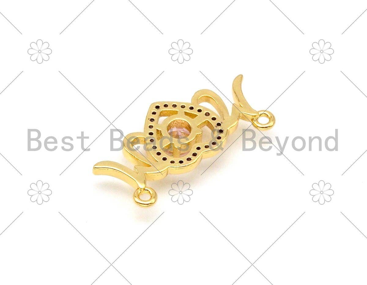 CZ Micro Pave Mom Word With Heart Shape Pendant/Charm, 18K Gold Filled Mom Charm, Mother's Day Charm,13x27mm,Sku#LK385