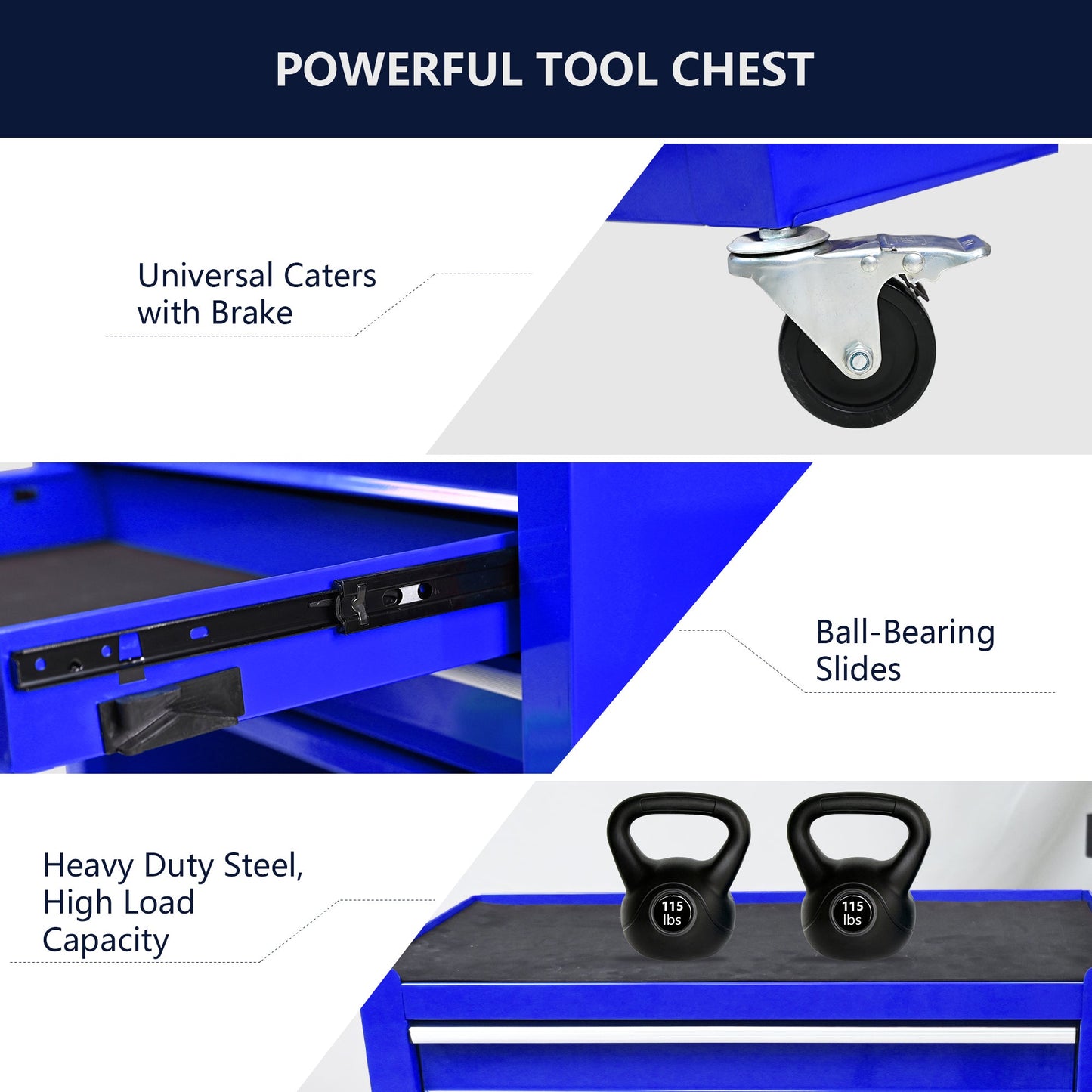 4 Drawers Multifunctional Tool Cart with Wheels - Blue
