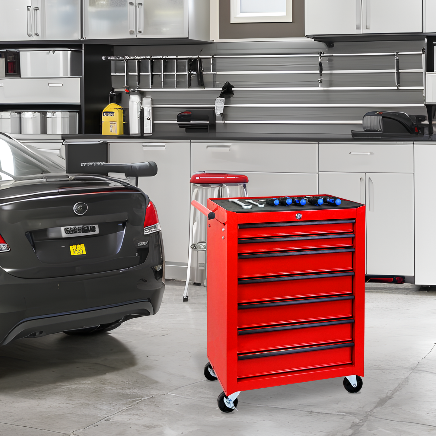 Rolling Metal Tool Chest with 7 Drawers