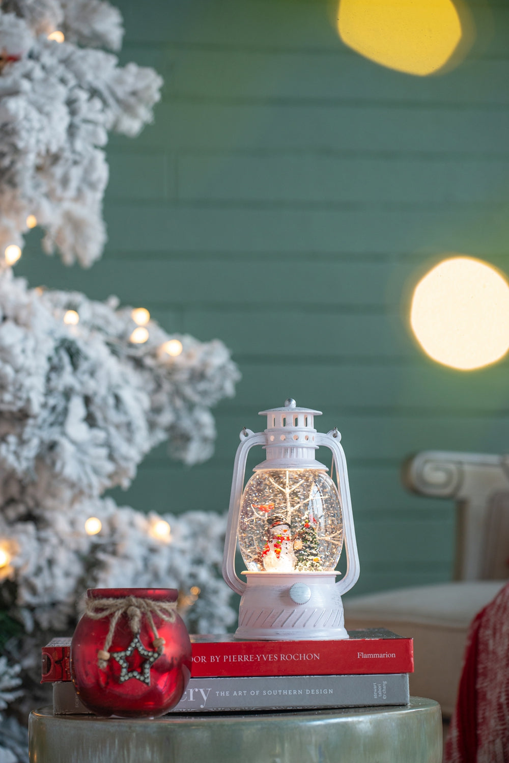Christmas Lighted White Spinning Lantern