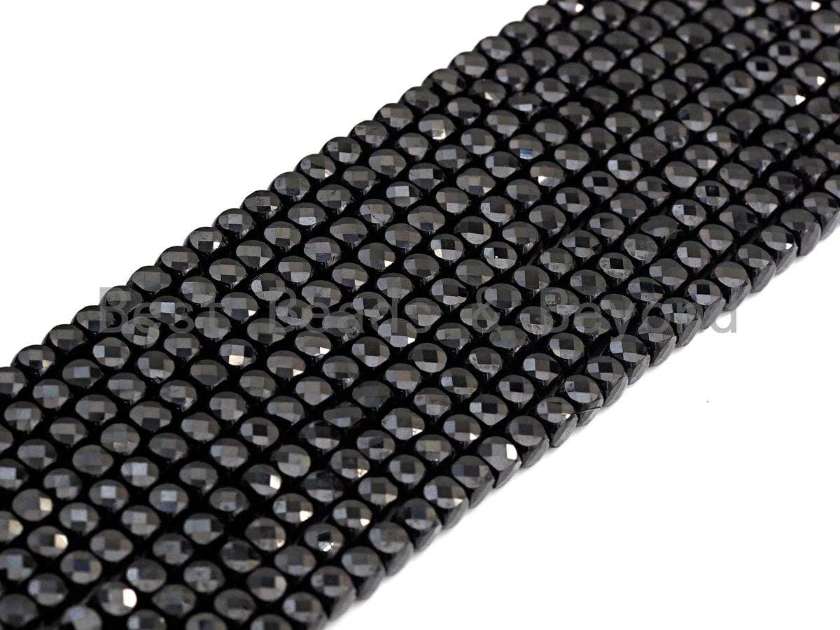 High Quality Black Spinel Cube Beads, 4mm Black Spinel Facted Cube Beads, 16" Full strand, sku#U780