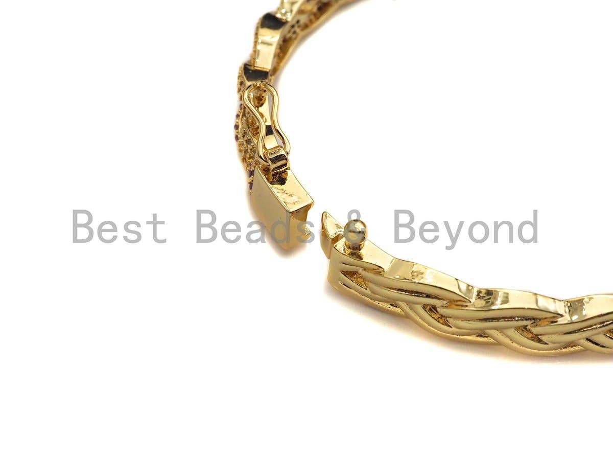 CZ Gold Twist Buckle Cuff Bracelet, Sku#X157