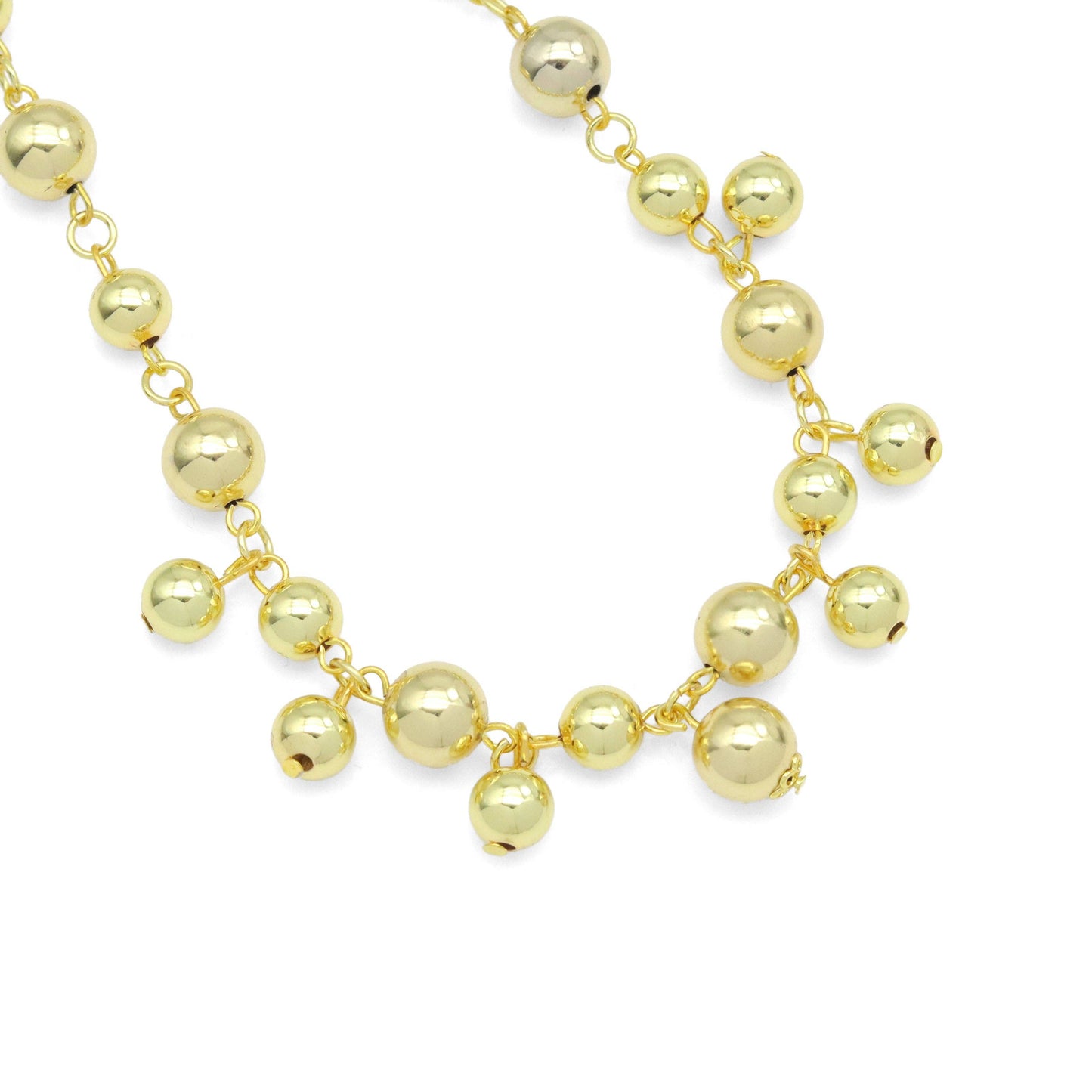 Gold Silver Dangle Ball Link Adjustable Necklace, Sku#A429