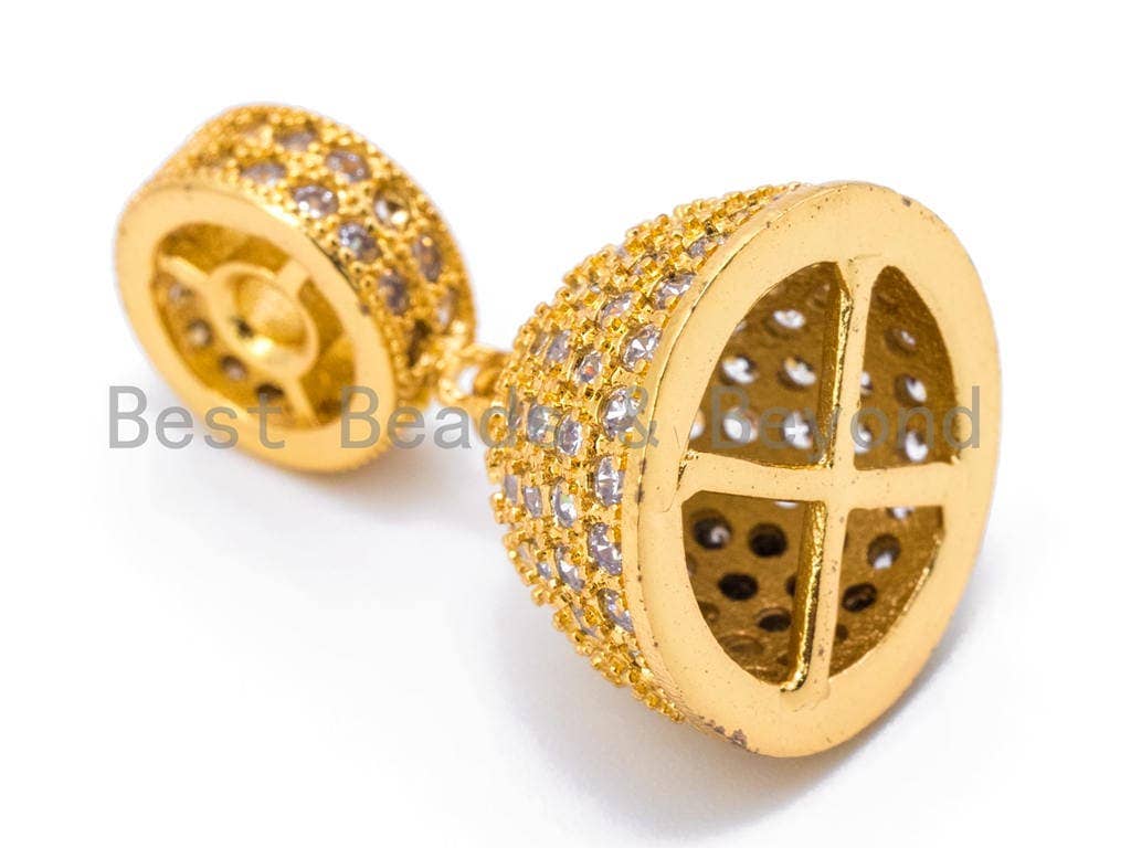 CZ Micro Pave Tassel Head, Gold Plated Tassel, 24x15mm Pendant, Sku#L121