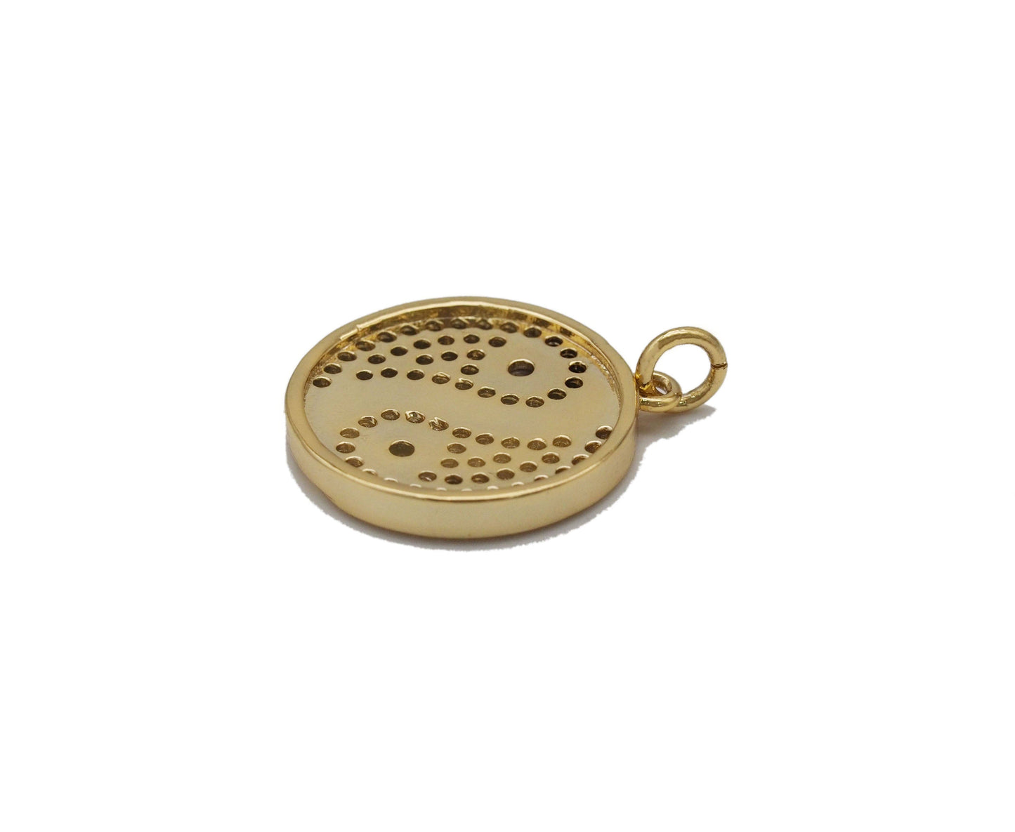 CZ Pave Round Taiji Yinyang Charm, Sku#L708