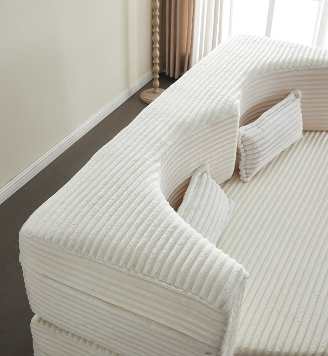 Modern Floor Sofa with 2 Pillows - Convertible Plush Sofa Bed