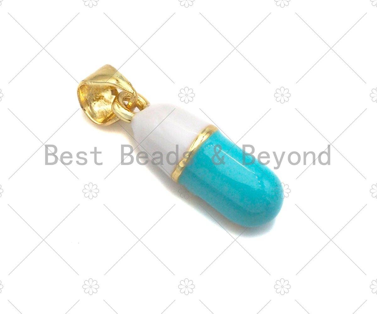 Enamel Colorful Pill Shape Pendant Charm,F**K Word Pink Turquoise Black Red Cobalt Enamel Jewelry,6x17mm,Sku#LK287
