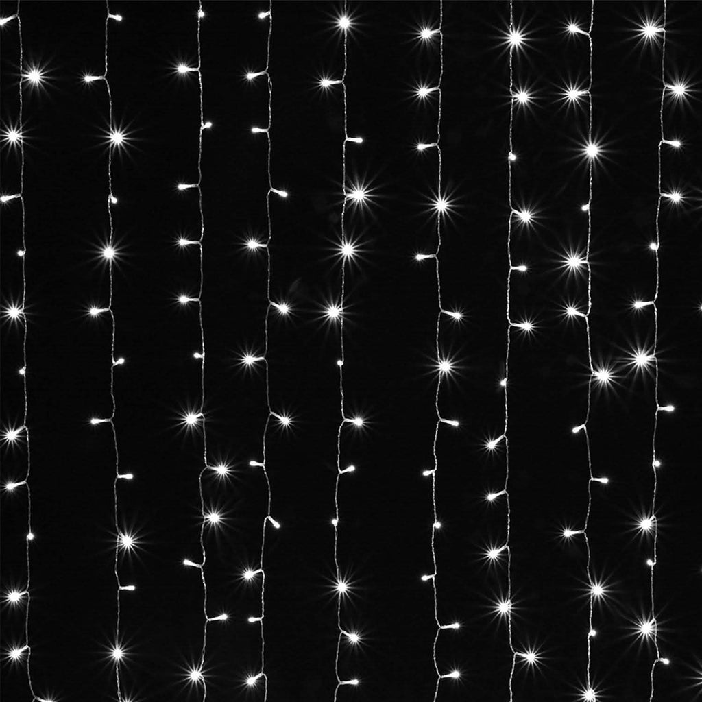 Rideau lumineux féerique étanche de 3m x 2m de couleur blanc froid avec 8 modes