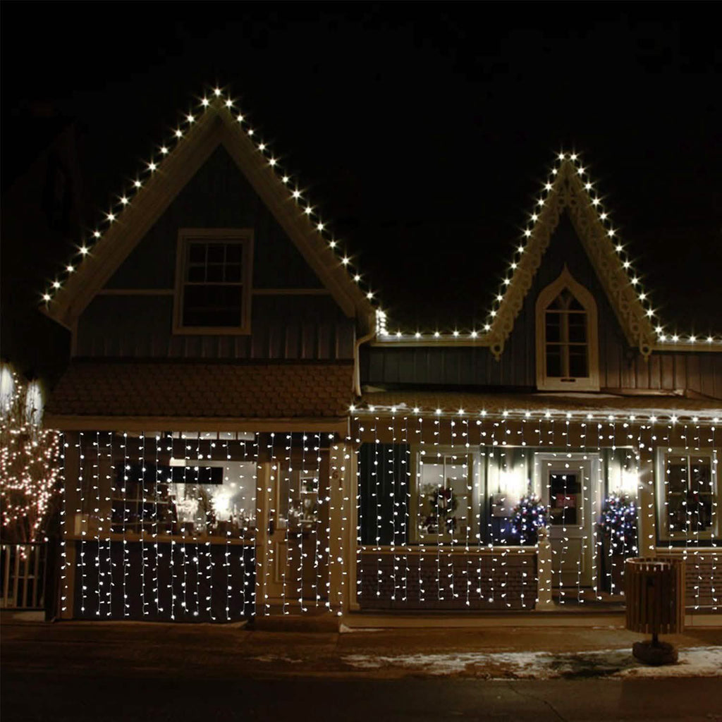 Rideau lumineux féerique étanche de 3m x 2m de couleur blanc froid avec 8 modes
