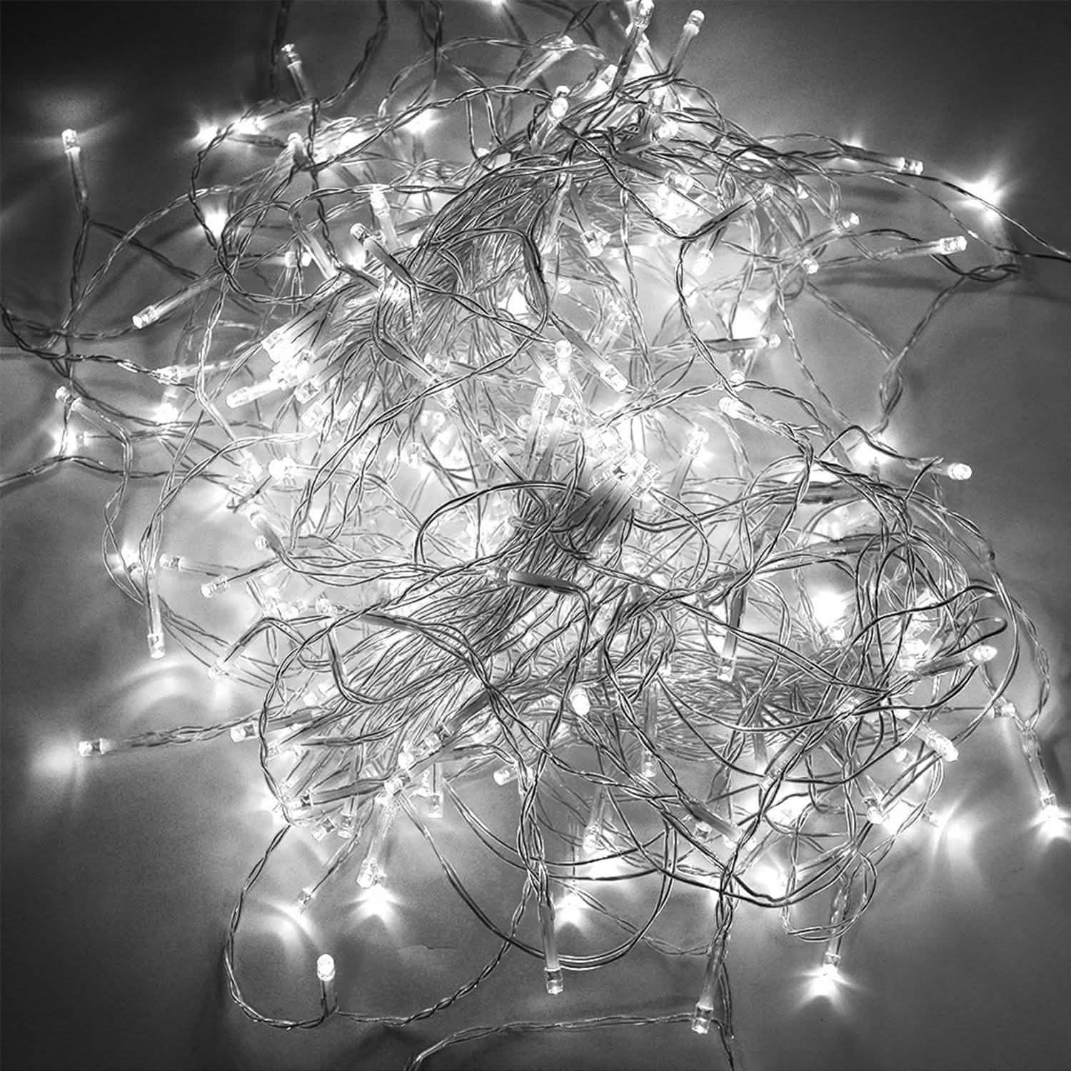 Rideau lumineux féerique étanche de 3m x 2m de couleur blanc froid avec 8 modes