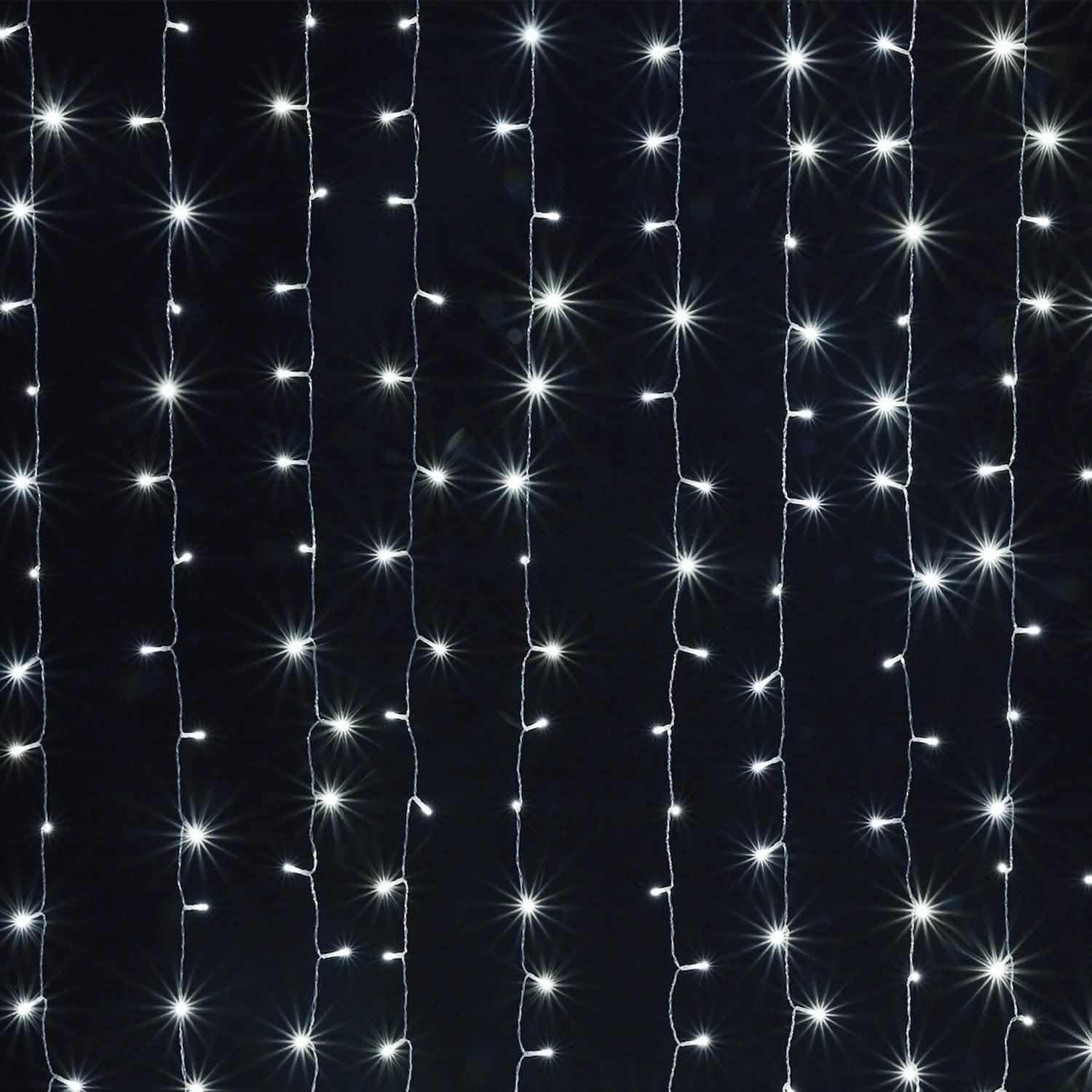 3Mx3M White 300 LED Curtain Fairy String Light 8 Models Garden Patio Party Decoration