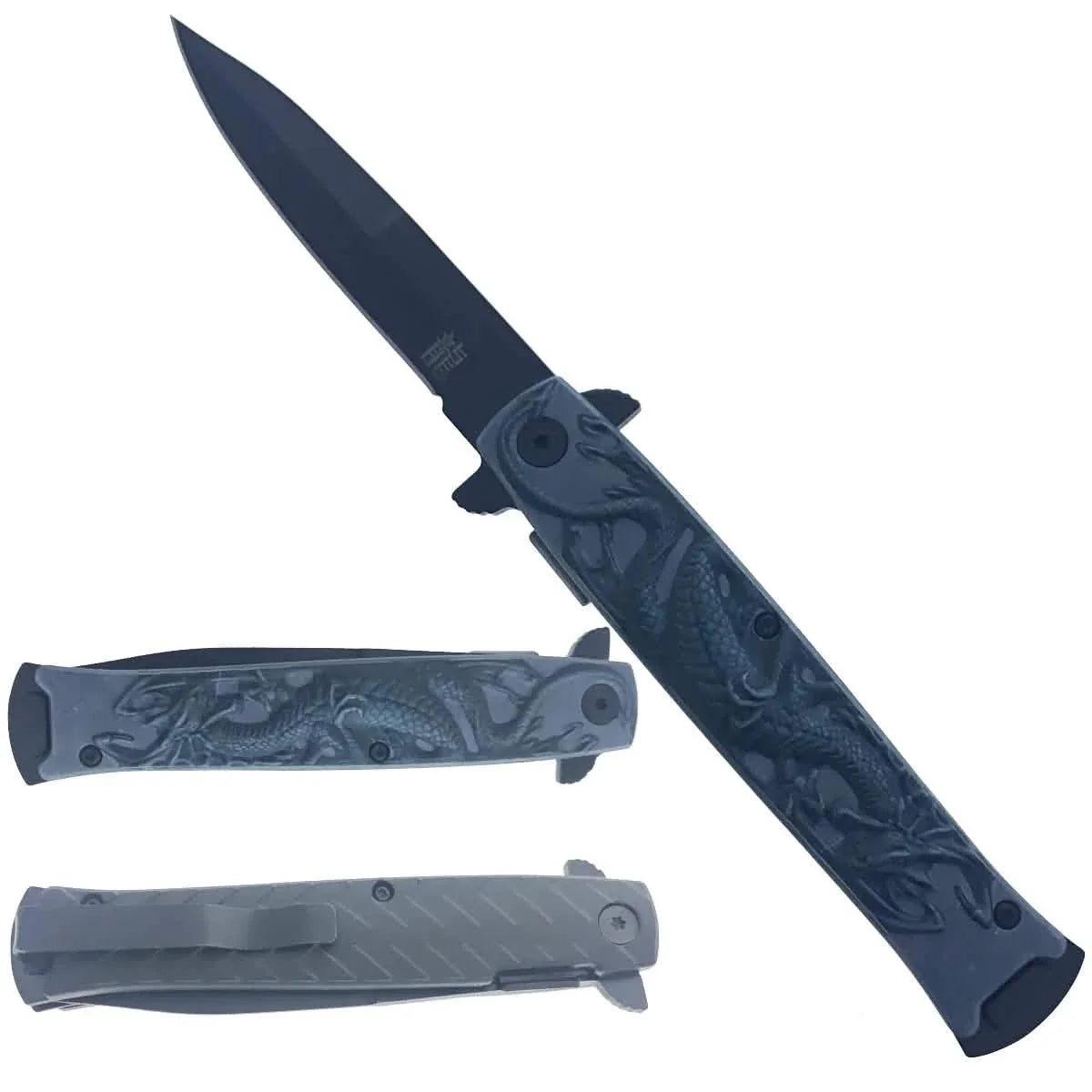 4" Black Dragon Knife with ABS Handle