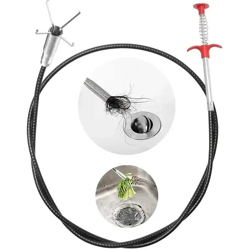 4爪パイプ詰まり除去器 スプリング配管工具（キッチン・バスルーム用、髪の毛・ゴミキャッチャー）