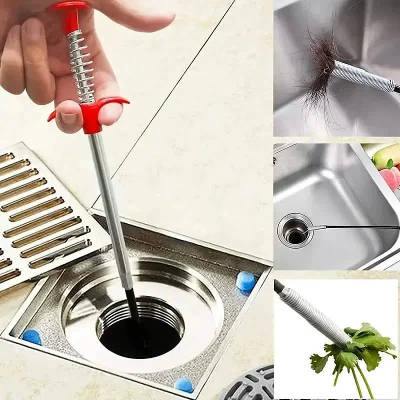 4爪パイプ詰まり除去器 スプリング配管工具（キッチン・バスルーム用、髪の毛・ゴミキャッチャー）