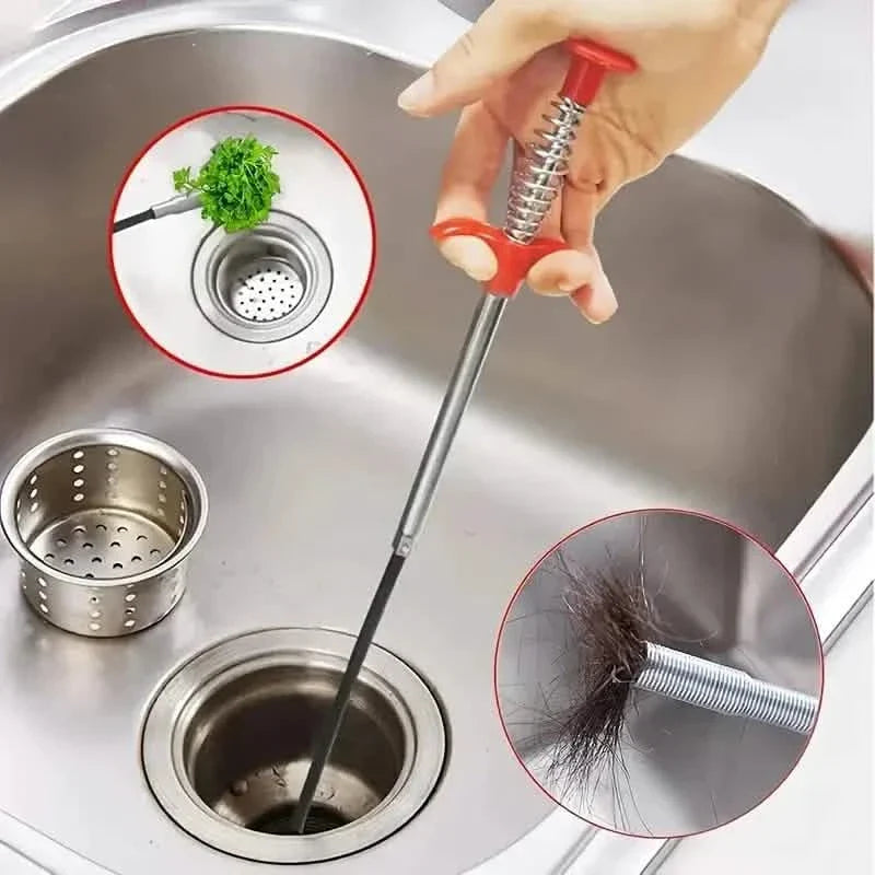 4爪パイプ詰まり除去器 スプリング配管工具（キッチン・バスルーム用、髪の毛・ゴミキャッチャー）